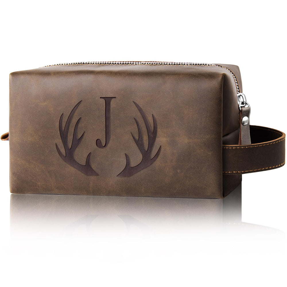 Aganmi unique Fathers Day gift engraved initials on travel toiletry bag for personalized style.