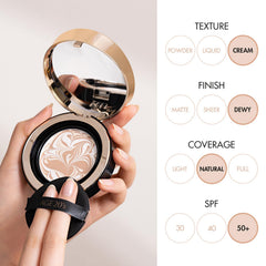 AGE 20's Signature Essence Pact dewy-glow-finish showcases radiant skin with a non-greasy feel