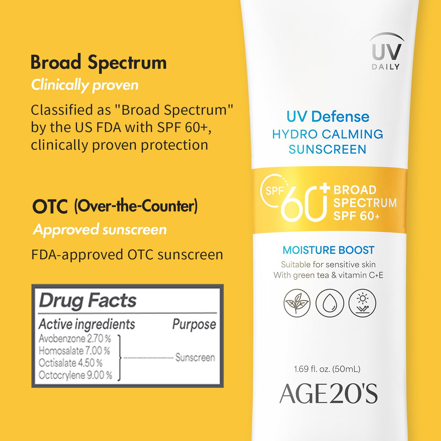AGE 20's UV Defense Dermatest Excellent badge close-up