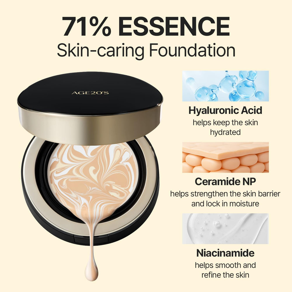 AGE 20's puff-application demo shows quick daily makeup with a smooth glow