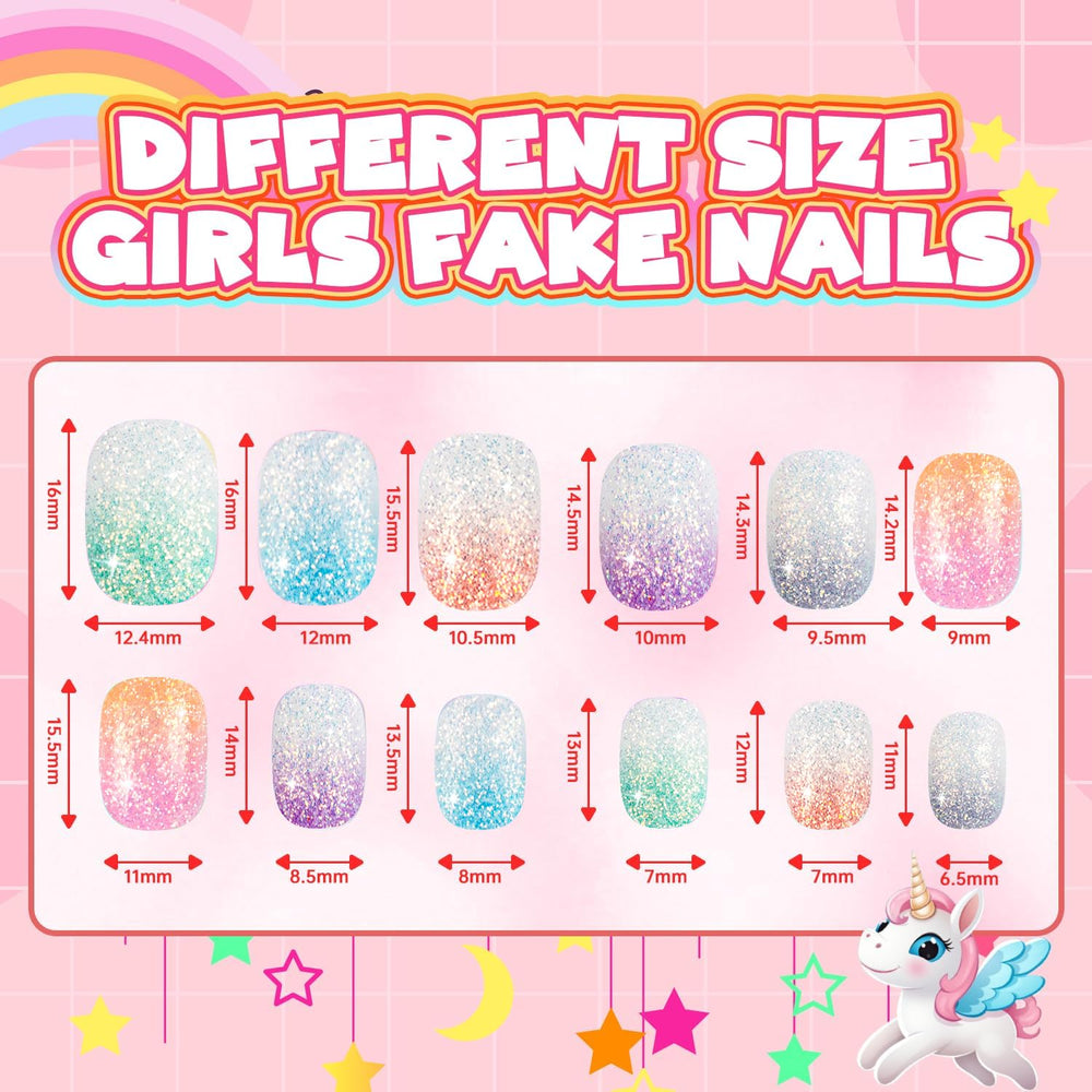 AGGKKY Pre-glued Kids Nails quick, mess-free press-on