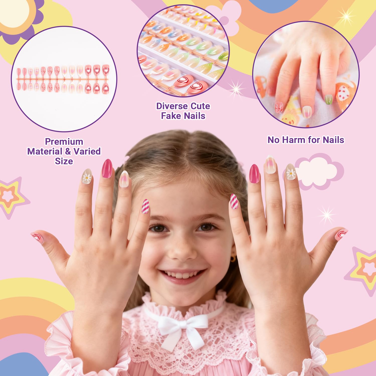 AGGKKY assorted nail styles offer dress up versatility for birthdays or playtime