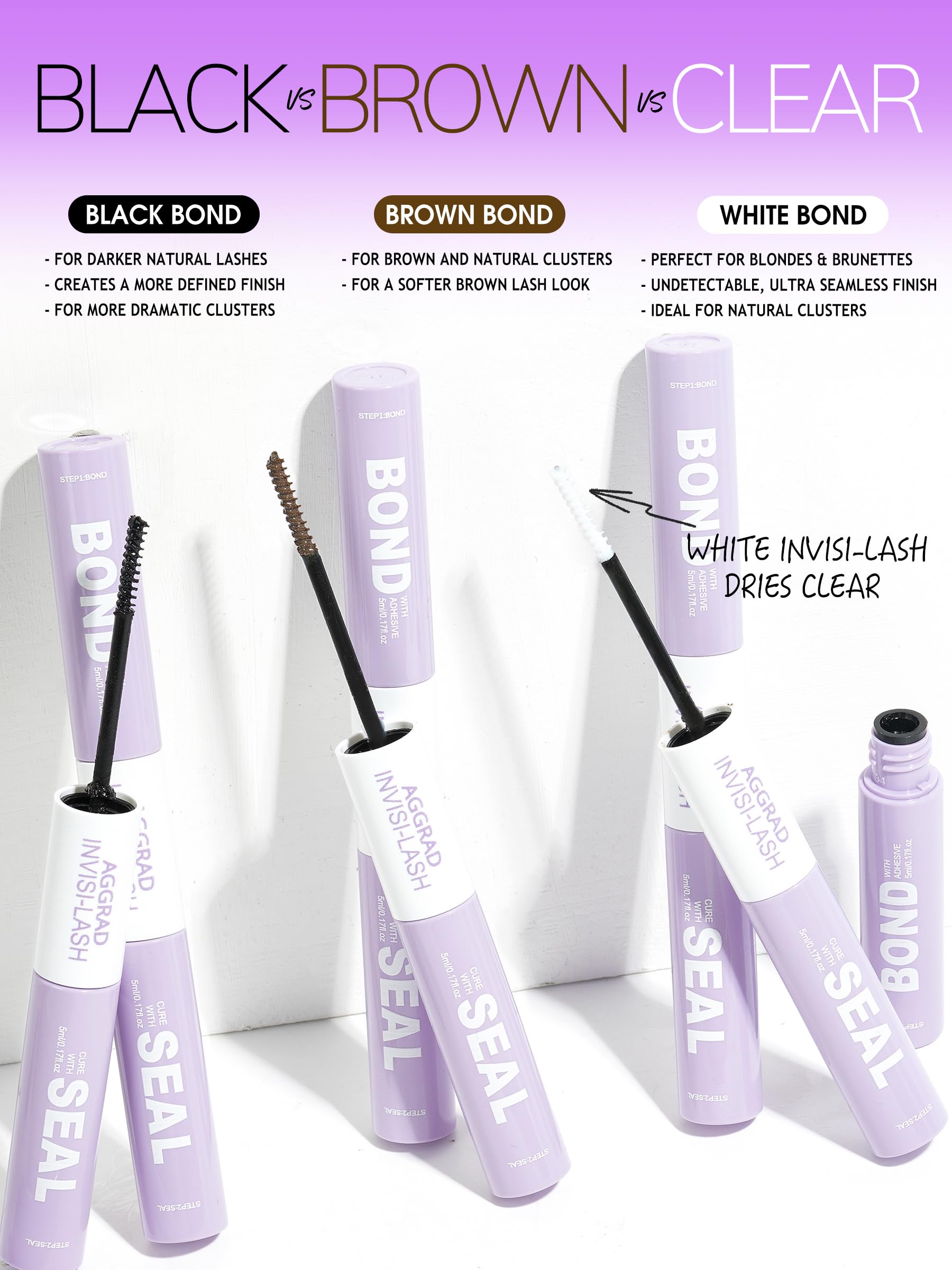 AGGRAD clear bond option for invisible lash band finish on natural lashes