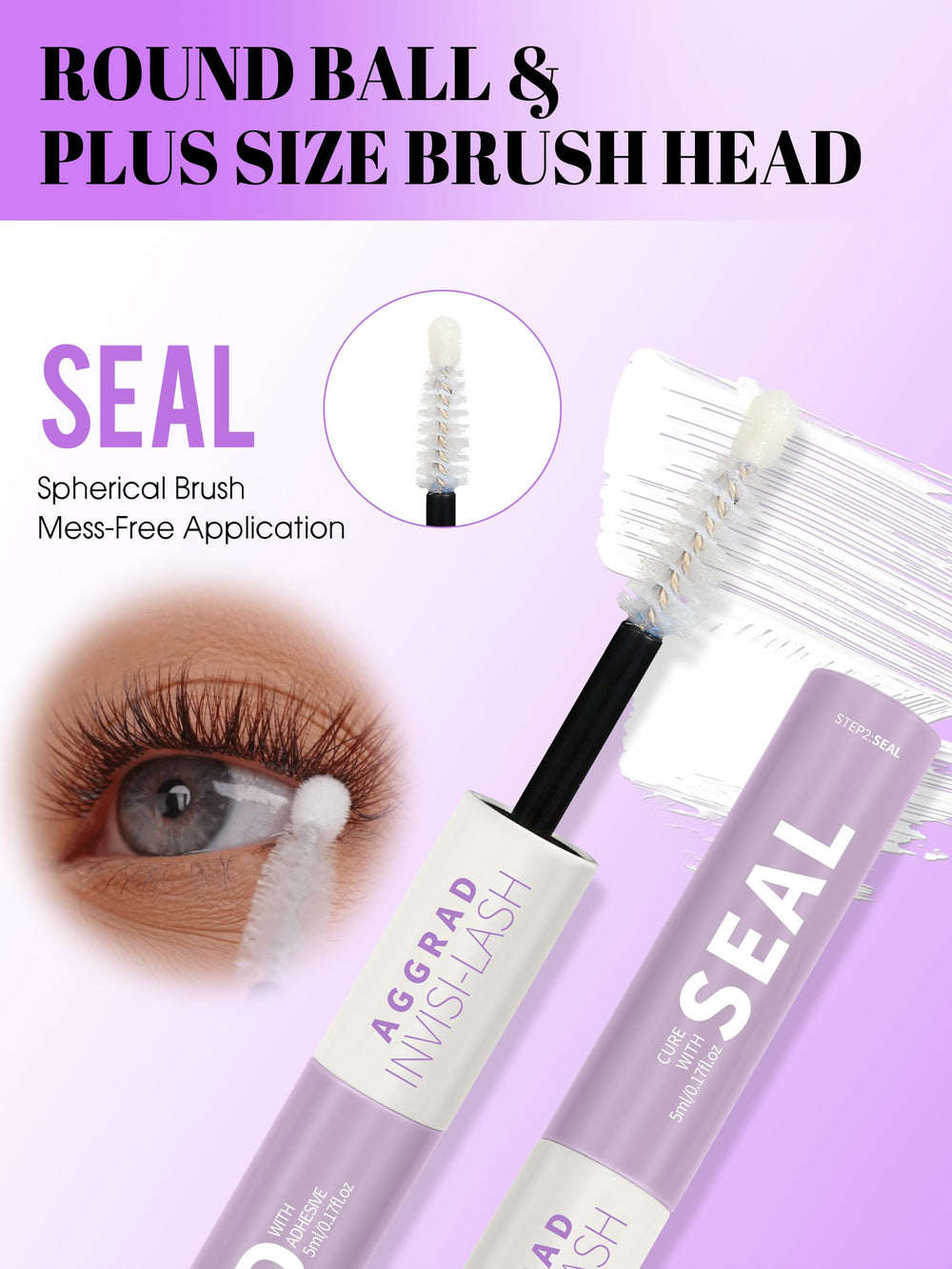 AGGRAD 2 en 1: fijación y sellado para un look de pestañas duradero.