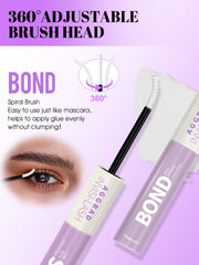 AGGRAD waterproof lash glue applied to cluster lashes in a staged look