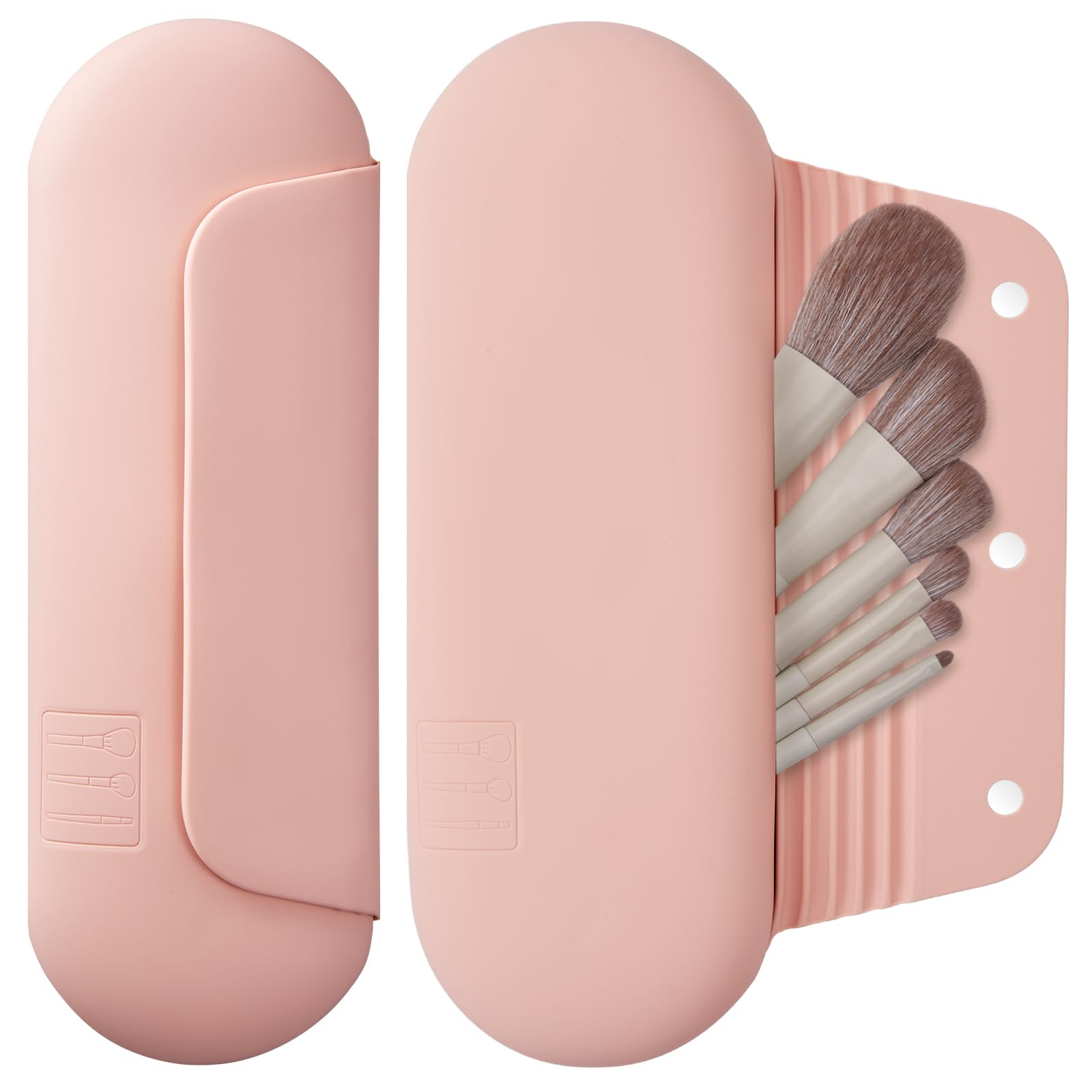 AGIKET silicone makeup brush holder closed with magnetic closure for secure travel storage