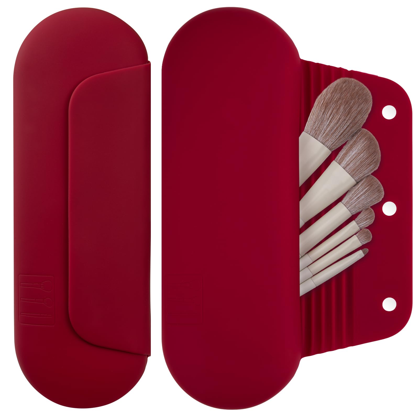 AGIKET silicone makeup brush holder with magnetic closure for secure travel.