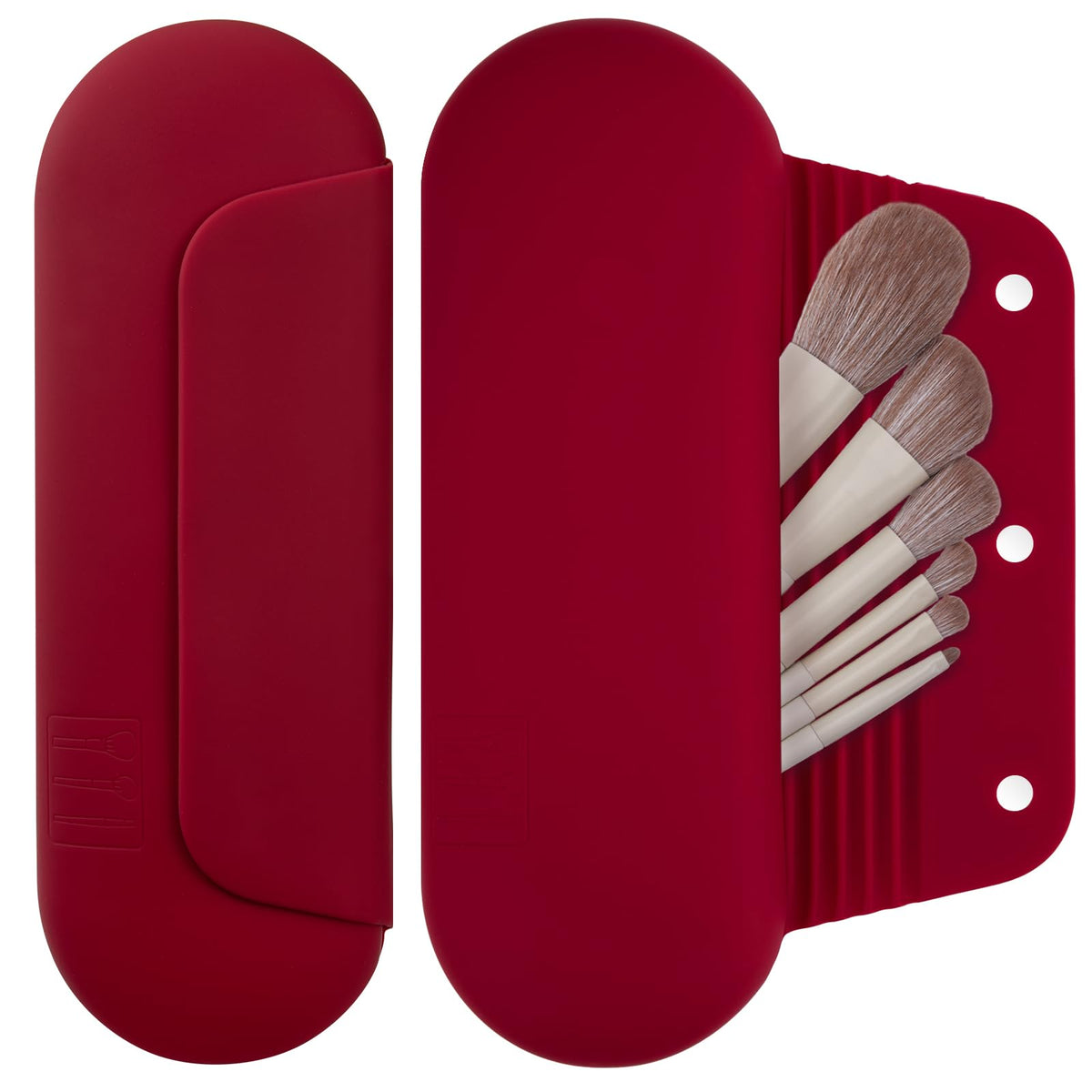 AGIKET silicone makeup brush holder with magnetic closure for secure travel.