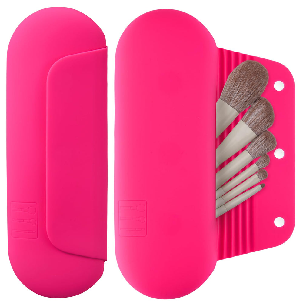 AGIKET silicone makeup brush holder with magnetic closure keeps brushes secure during travel