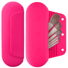 AGIKET silicone makeup brush holder with magnetic closure keeps brushes secure during travel