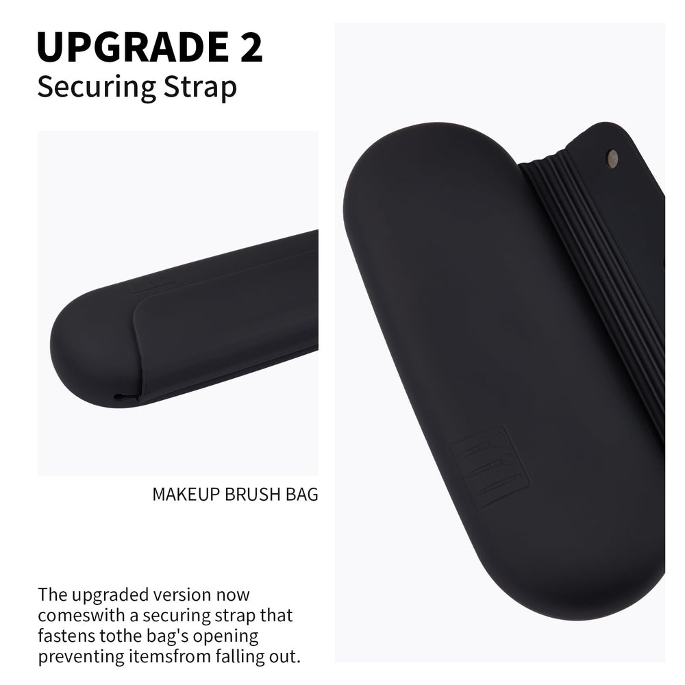 AGIKET silicone makeup brush holder open view highlights compact travel design.