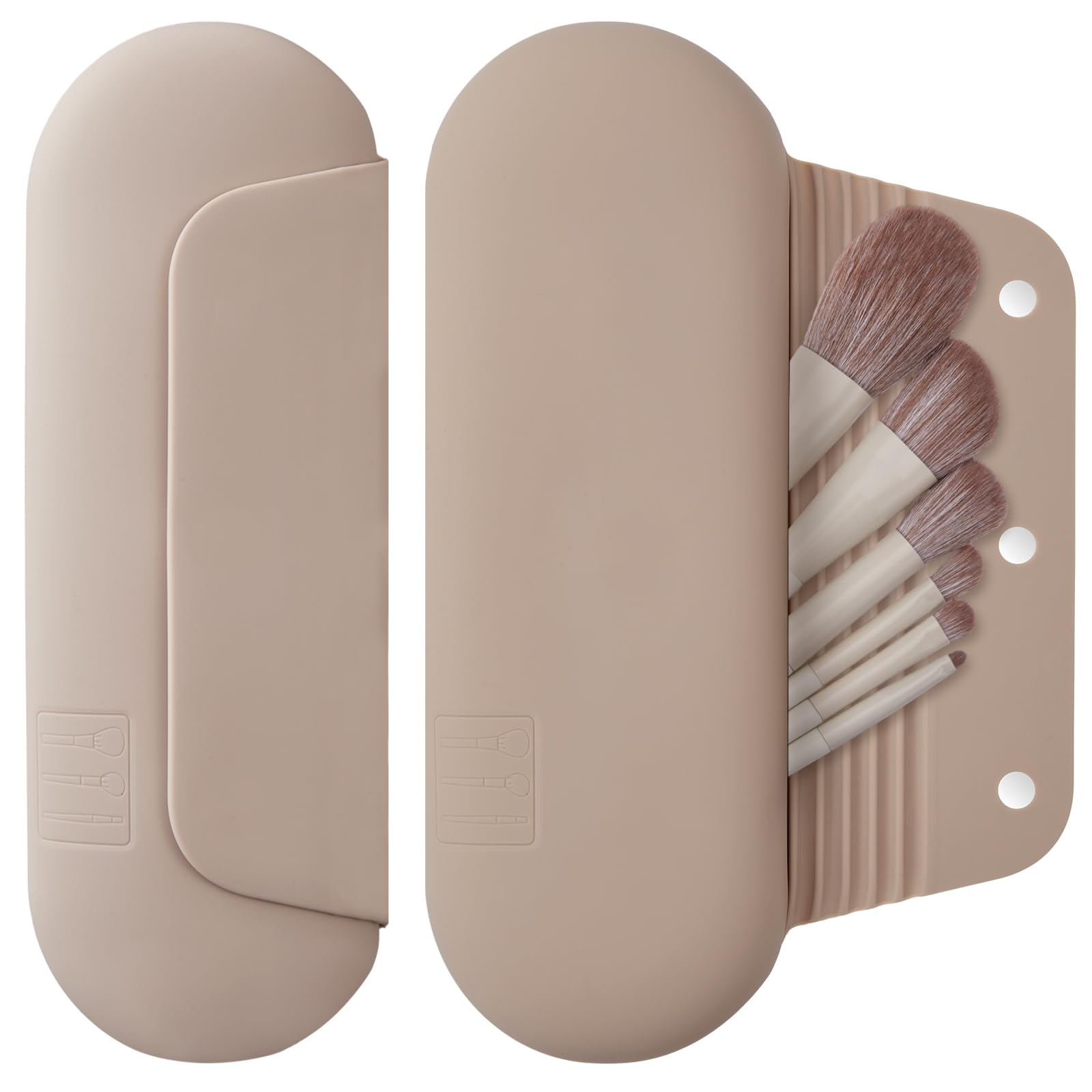 AGIKET walnut silicone makeup brush holder for secure travel organization