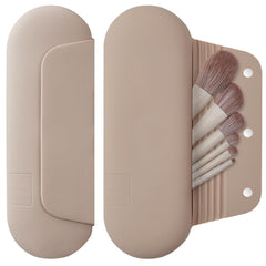 AGIKET walnut silicone makeup brush holder for secure travel organization