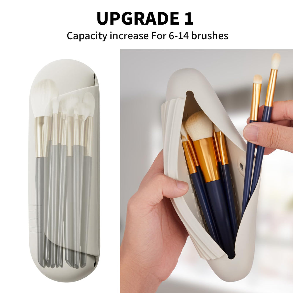 AGIKET travel makeup brush case open showing organized interior for easy access