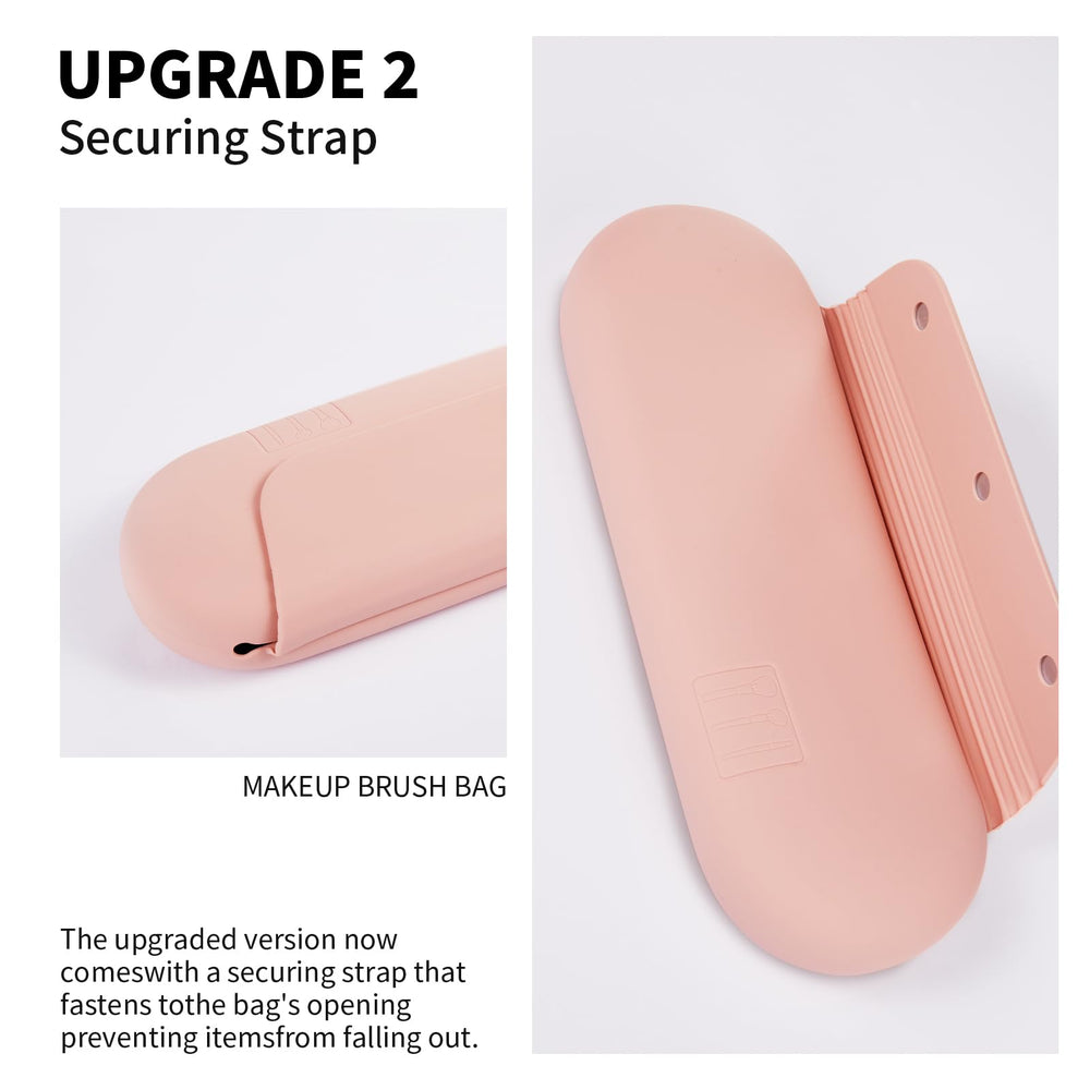 AGIKET travel makeup brush case in pink sand for on-the-go use