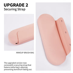 AGIKET travel makeup brush case in pink sand for on-the-go use