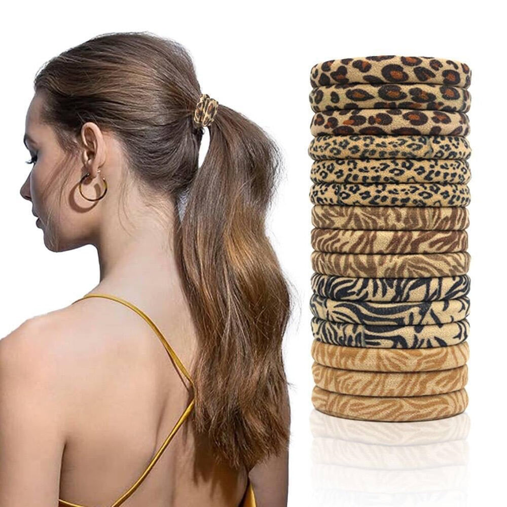 Agirlvct leopard-print hair ties pack front view for everyday styling