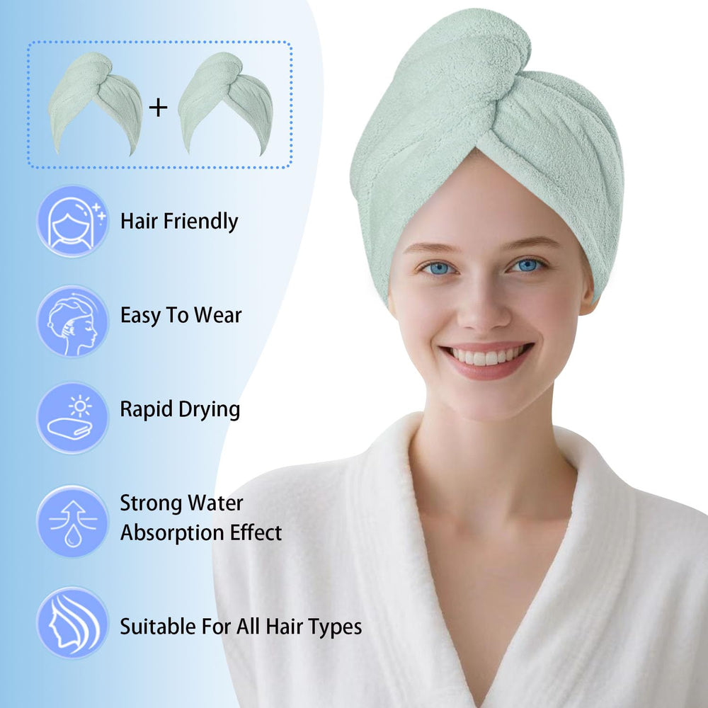 AGKXHDEC hair-turban-drying-wrap in use after shower to simplify your routine.