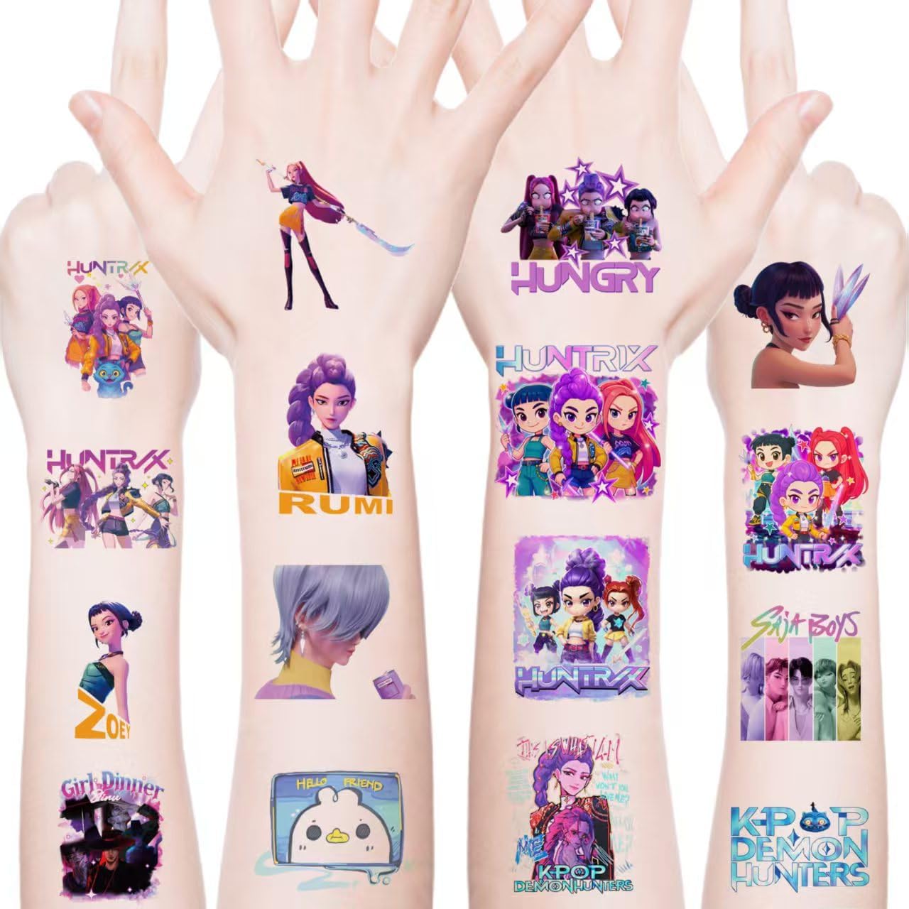 AGOODTO Kpop Demon tattoos patterns collection featuring cute cartoon designs.