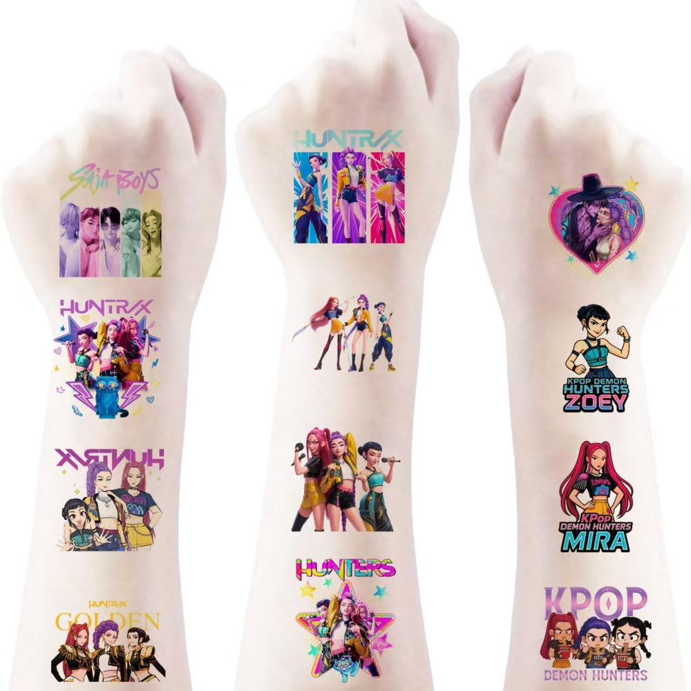 AGOODTO Kpop Demon tattoos sheets cover show vibrant designs for party favors.