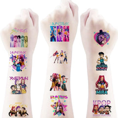 AGOODTO Kpop Demon tattoos sheets cover show vibrant designs for party favors.