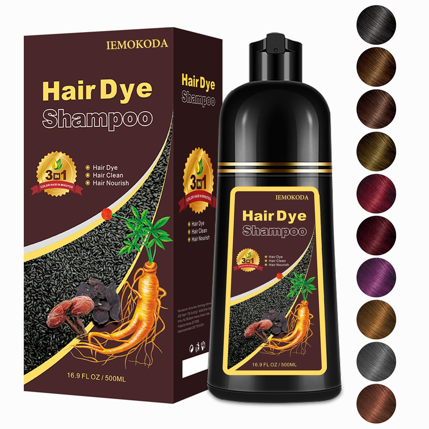 Agthyuve Hair Dye Shampoo 3-in-1 Blonde Brown bottle shows at-home color in a single step.