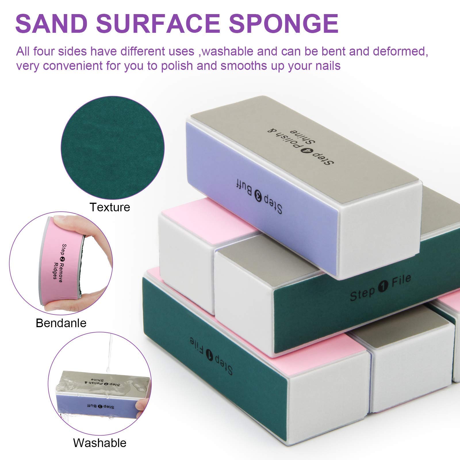 AHIER compact nail buffer block in assorted colors for on the go manicures