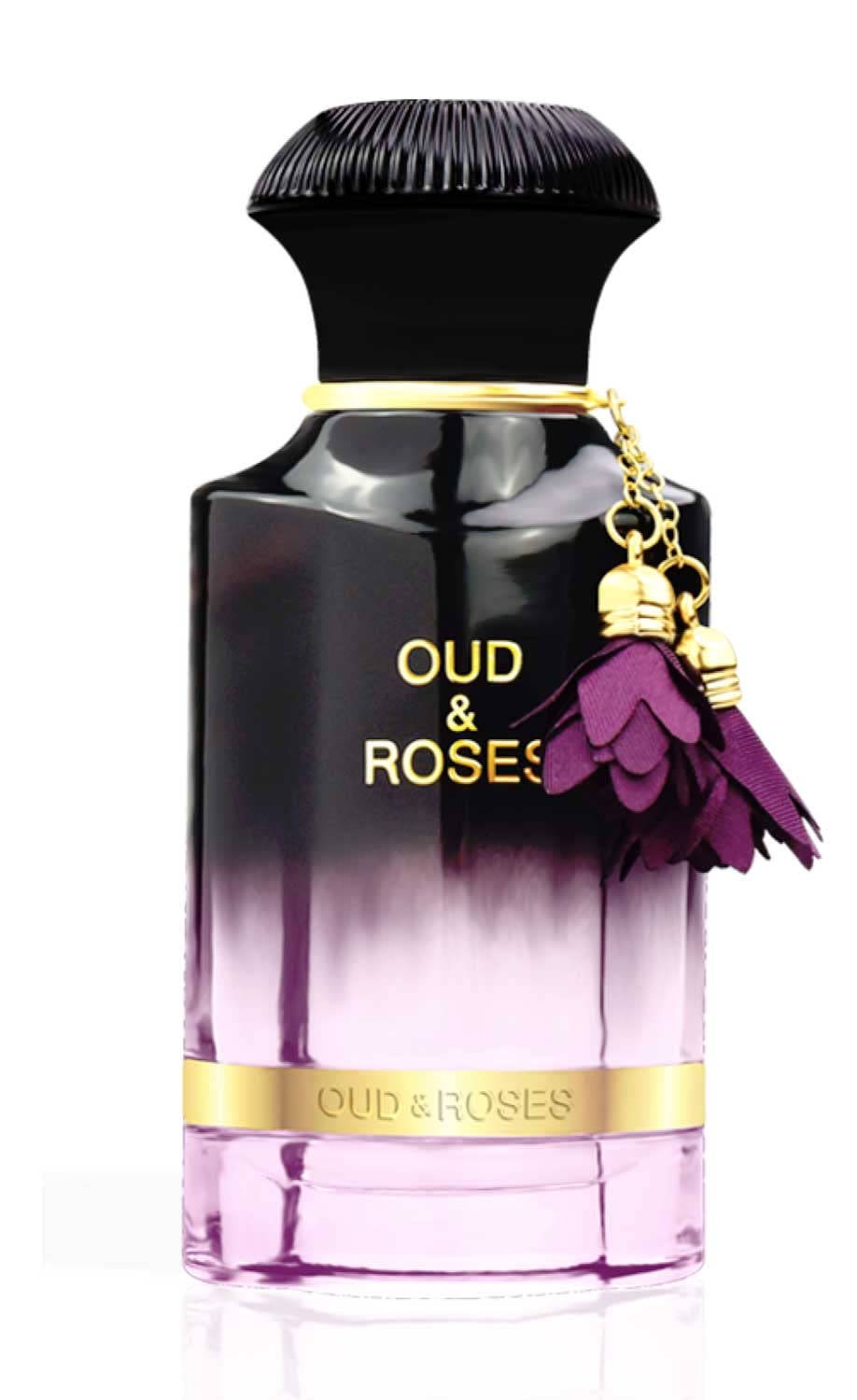 AHMED Oud & Roses bottle front for versatile daytime and evening wear.