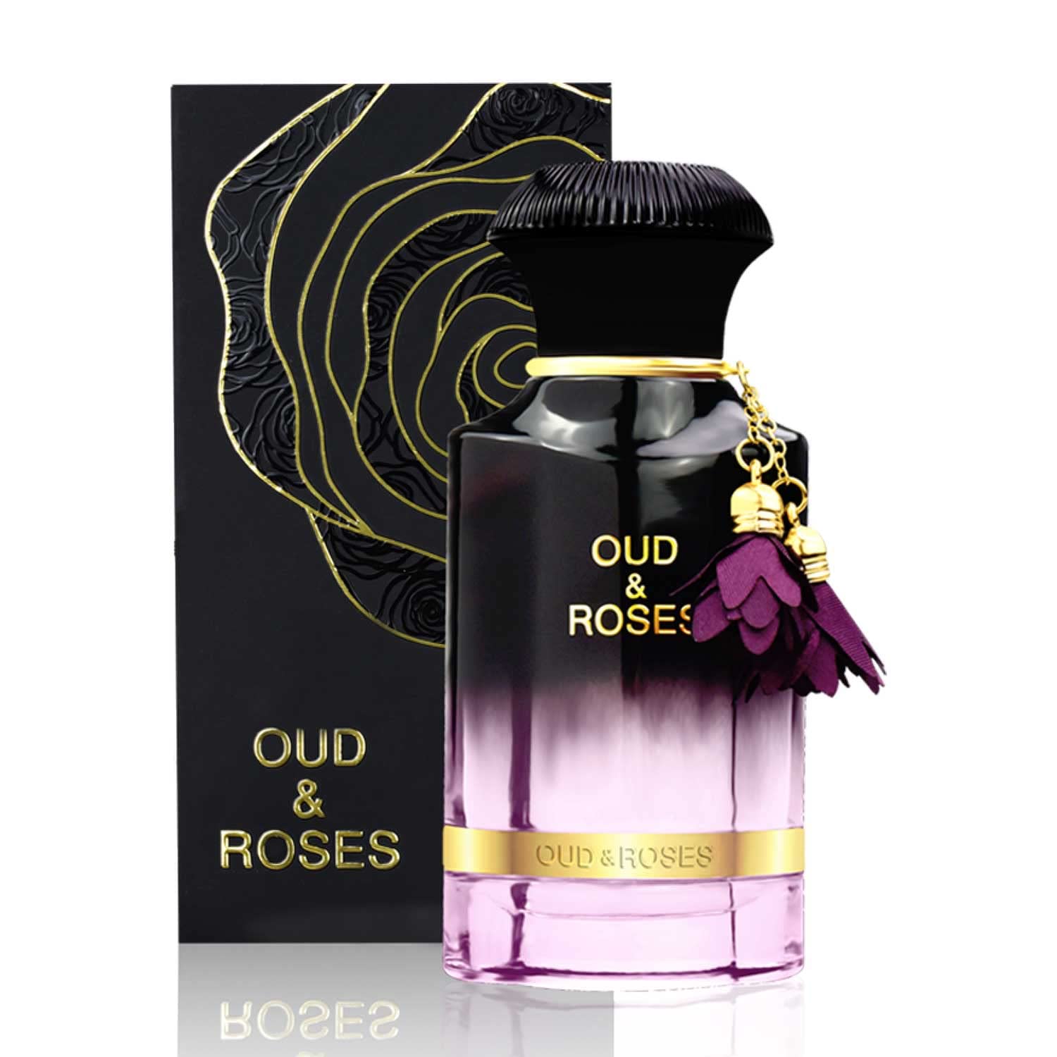 AHMED Oud & Roses rose-note accent suggesting floral sophistication.