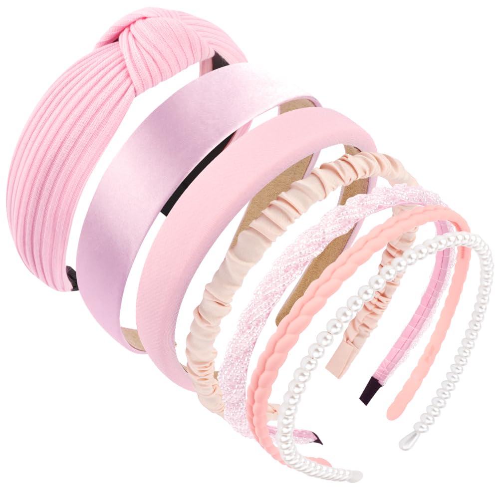AHONEY non-slip pink headbands stay in place during activities
