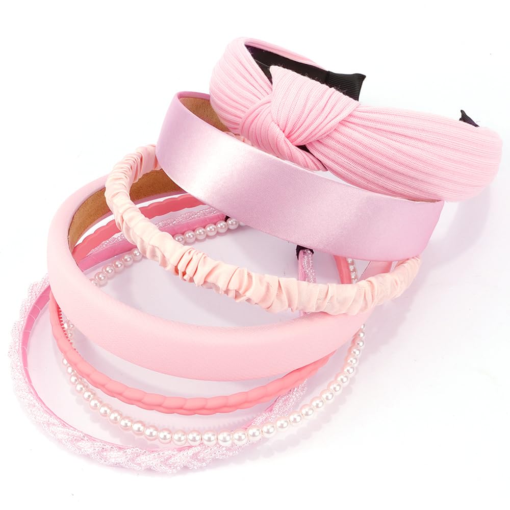 AHONEY pink headbands pearl style adds elegant detail to outfits