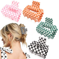 AHONEY checkered hair clip in black 2in provides secure hold for hair of all textures