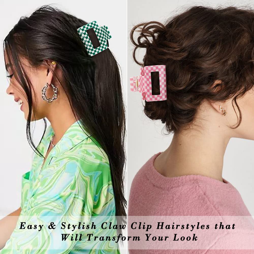 AHONEY checkered hair clip green 2in adds bold color while keeping hair in place