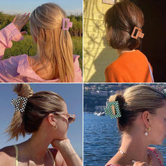 AHONEY orange checkered clip 2in offers playful flair with reliable grip