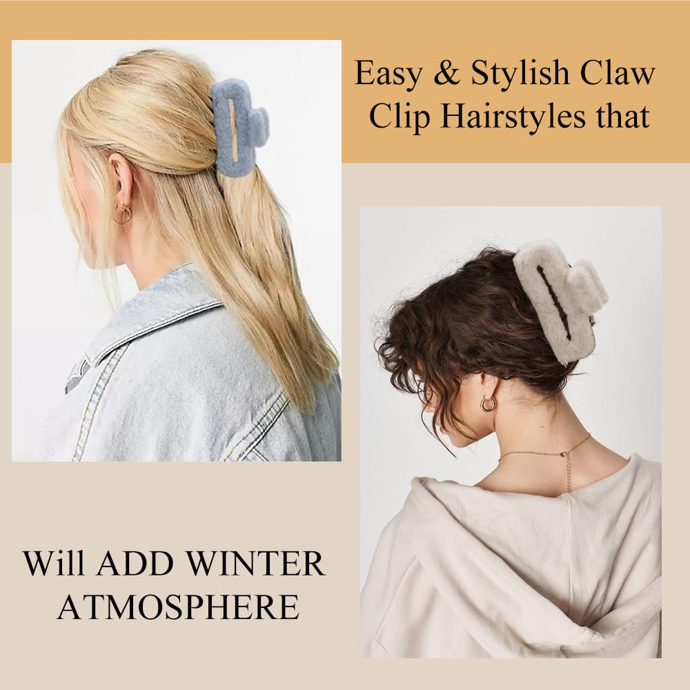 AHONEY fuzzy hair clip blue close-up captures soft touch and non-slip hold