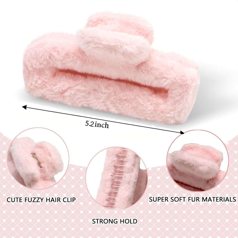 AHONEY fuzzy hair clip khaki close-up highlighting soft plush and secure grip