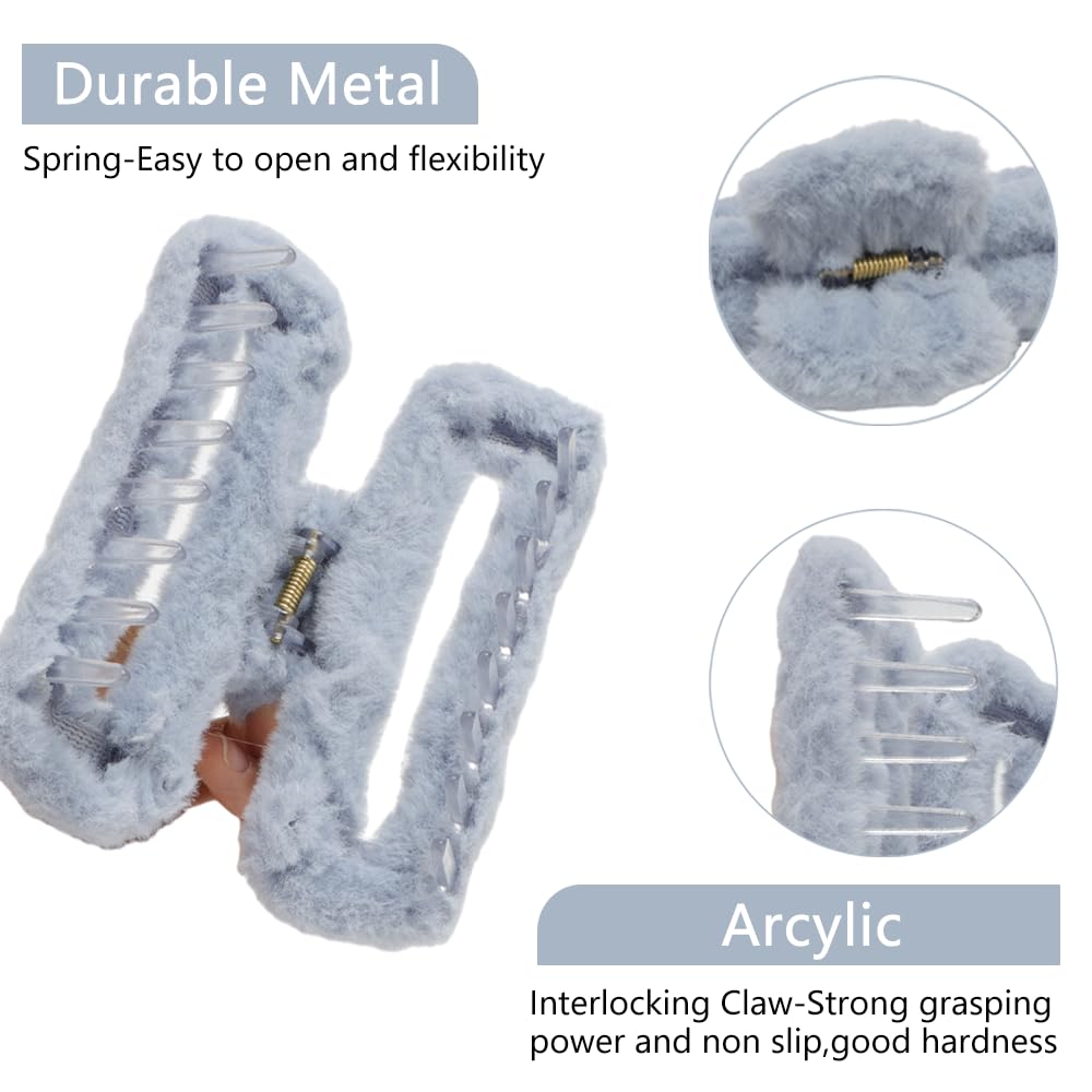 AHONEY jumbo claw clip close-up shows plush material and strong spring