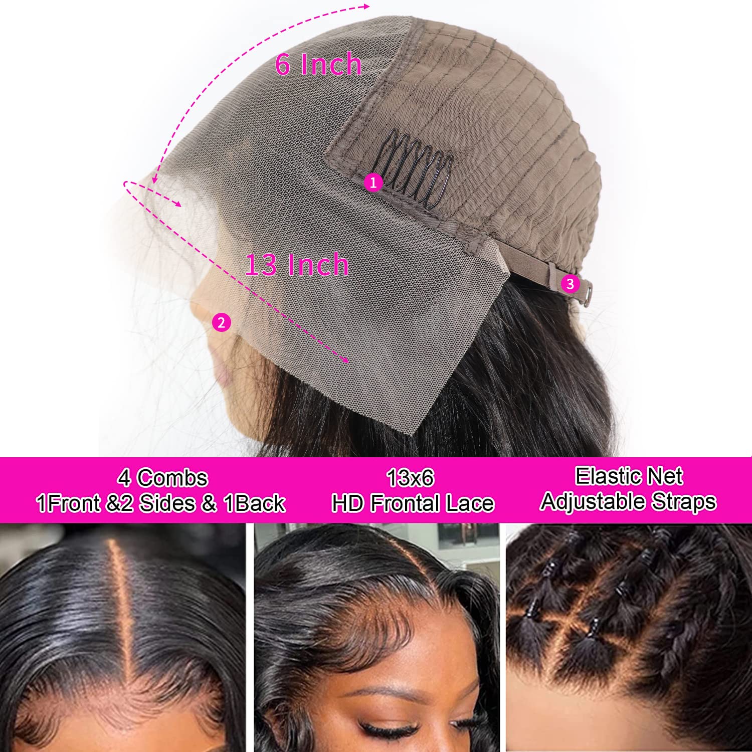 Aicrelery 13x6 lace front wig pre plucked with baby hairs close up for easy styling