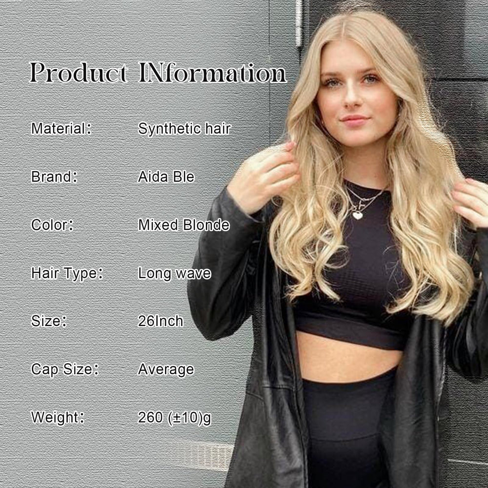 Aida ble heat-resistant long-wave wig enabling easy heat styling and shine preservation