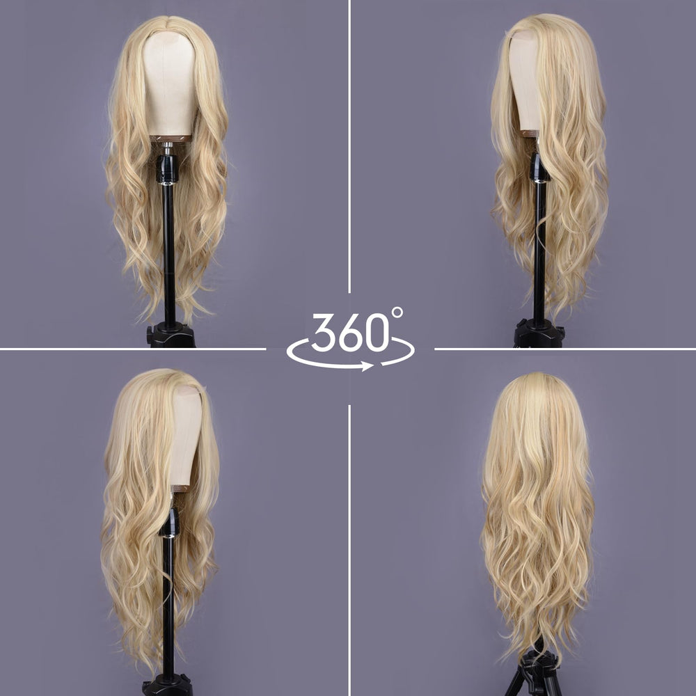 Aida ble mixed blonde wig suited for weddings and celebrations with elegance