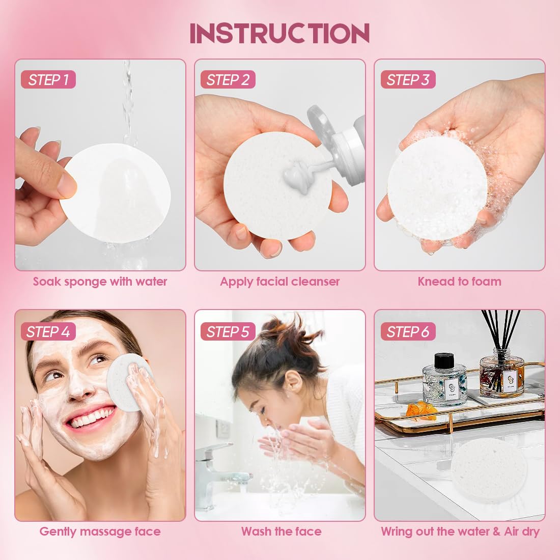 AIDEA cellulose sponge soaking water to show hydration.