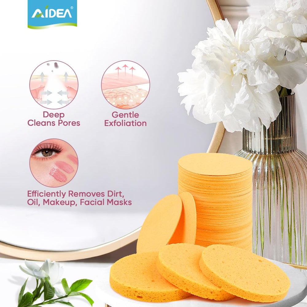 AIDEA cleansing routine sponges in use show gentle cleansing and makeup removal.