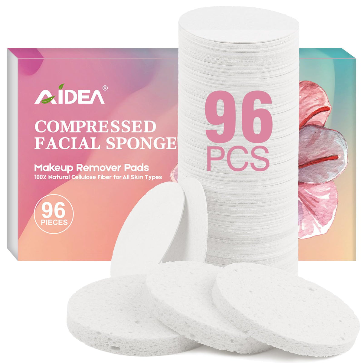 AIDEA compressed facial sponges pack for gentle daily cleansing.