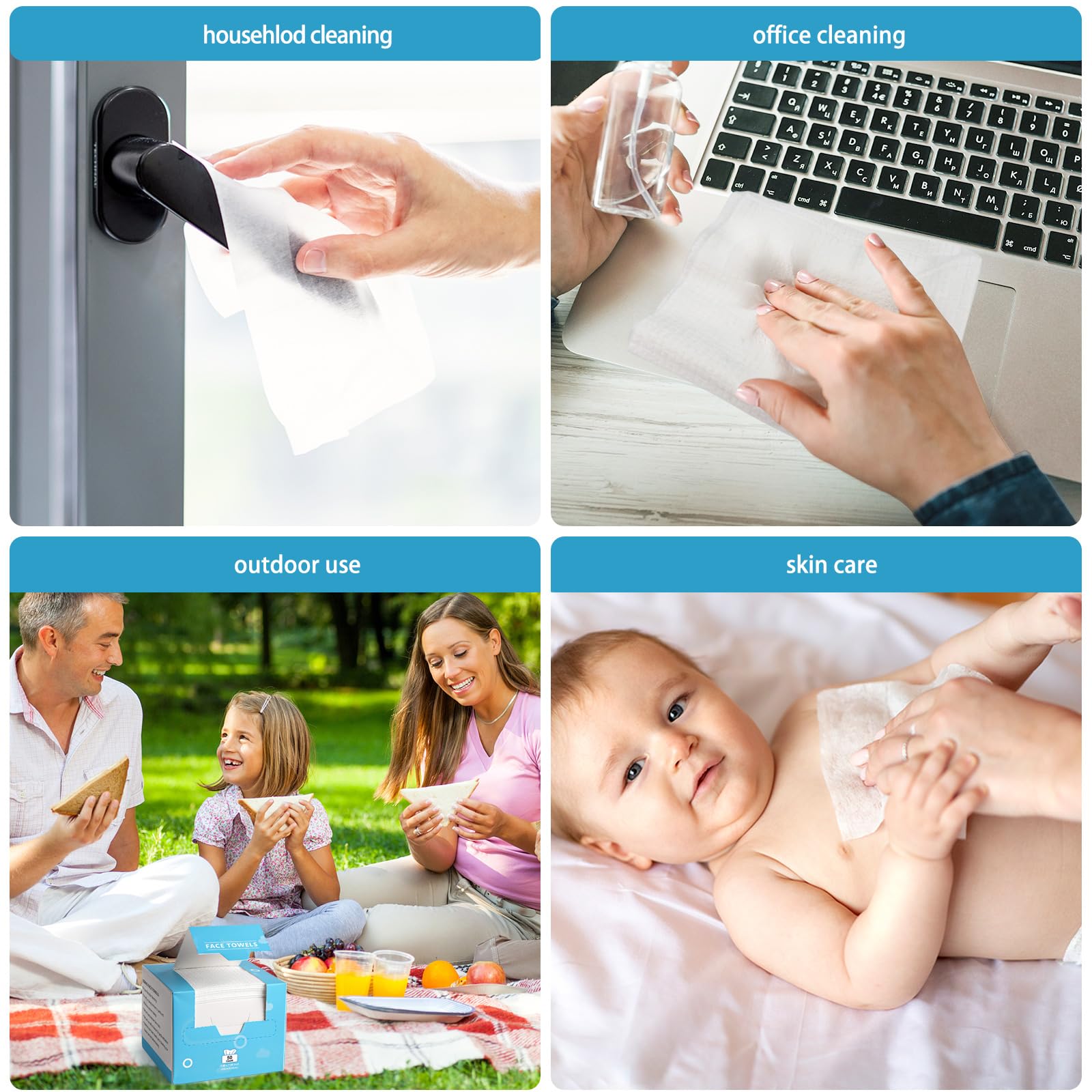 AIDEA face towels measure 7.8 by 7.8 inches, compact and convenient.