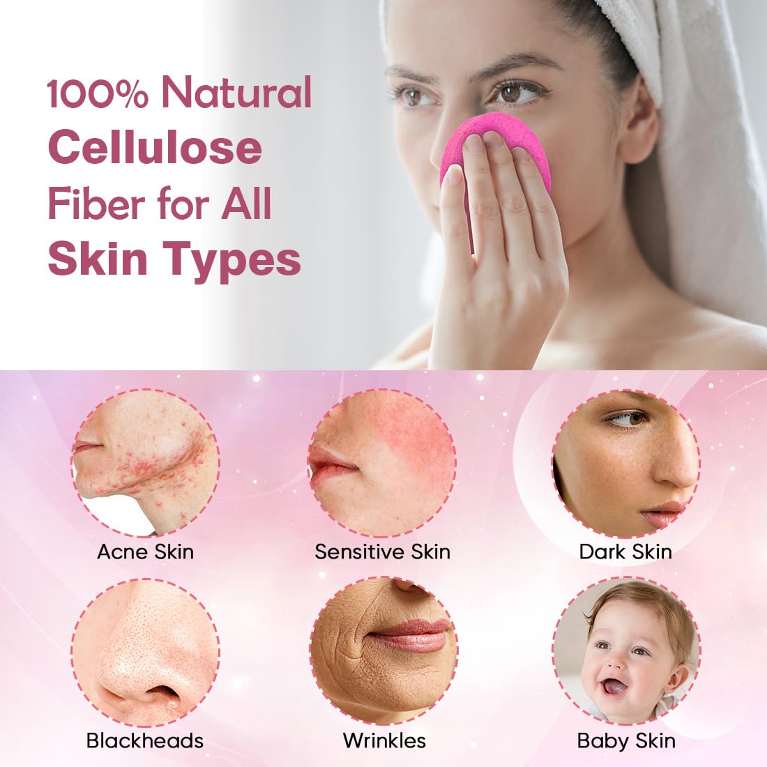 AIDEA natural cellulose face sponges for cleansing and mild exfoliation
