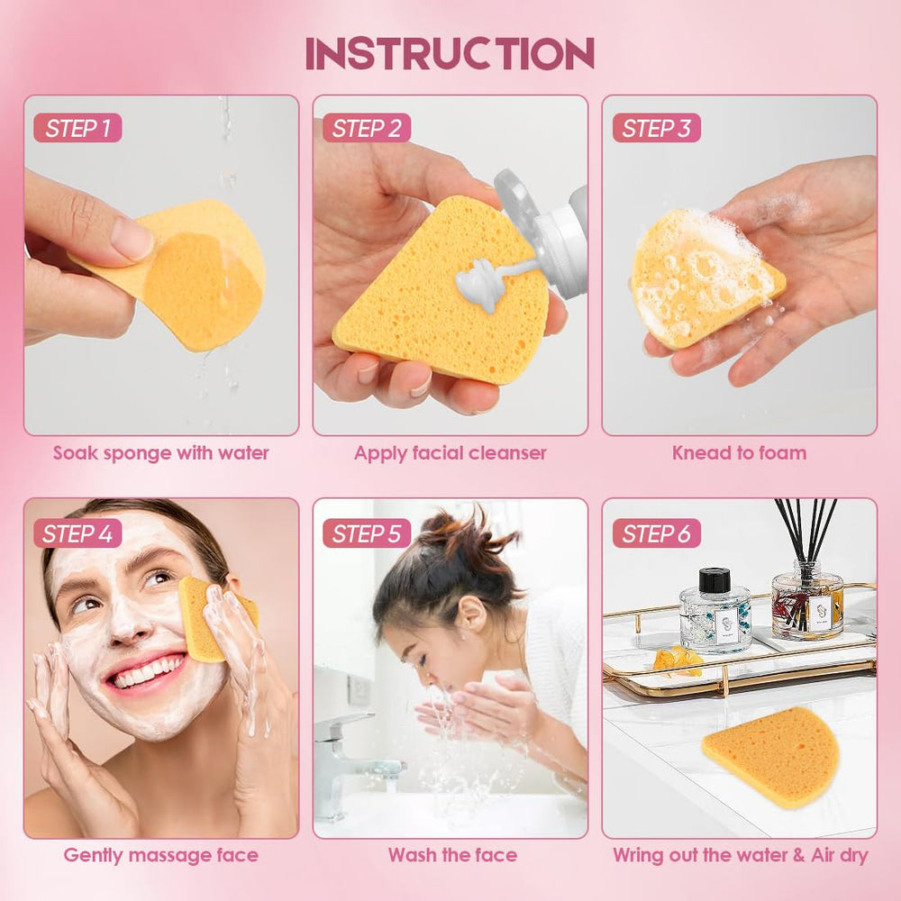 AIDEA natural cellulose facial sponges ready for gentle cleansing and exfoliation.