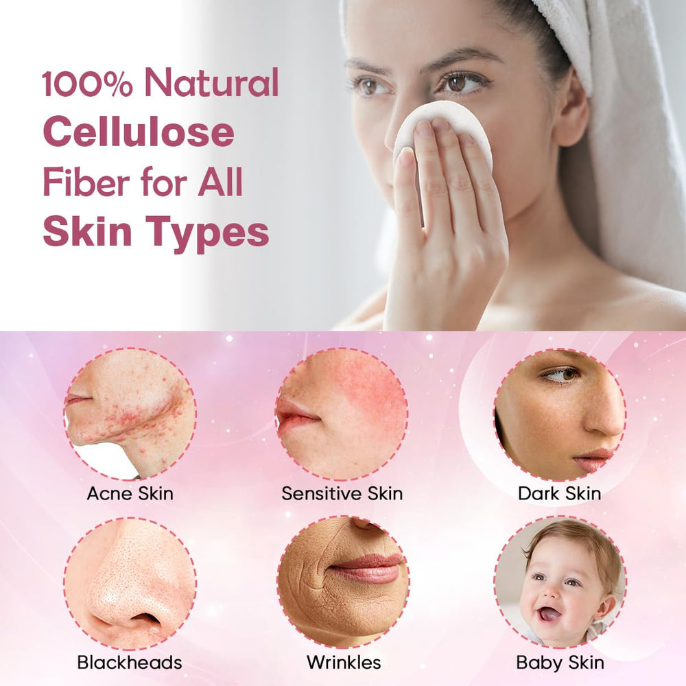 AIDEA round white facial sponge close-up for exfoliation and makeup removal.