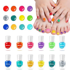 Aieenjor Kids Nail Polish Kit with 12 colors for playful manicures and pretend play.