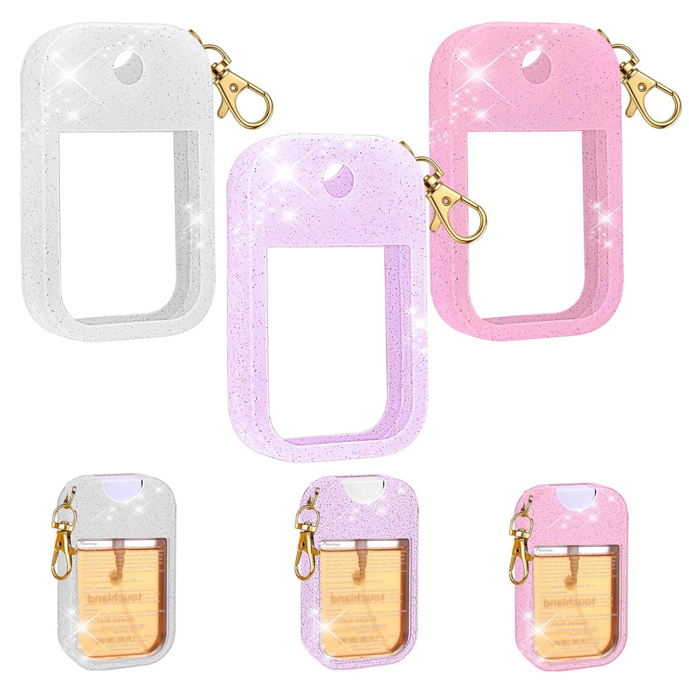 AIERSA hand sanitizer case pink view showing secure fit for Touchland spray.