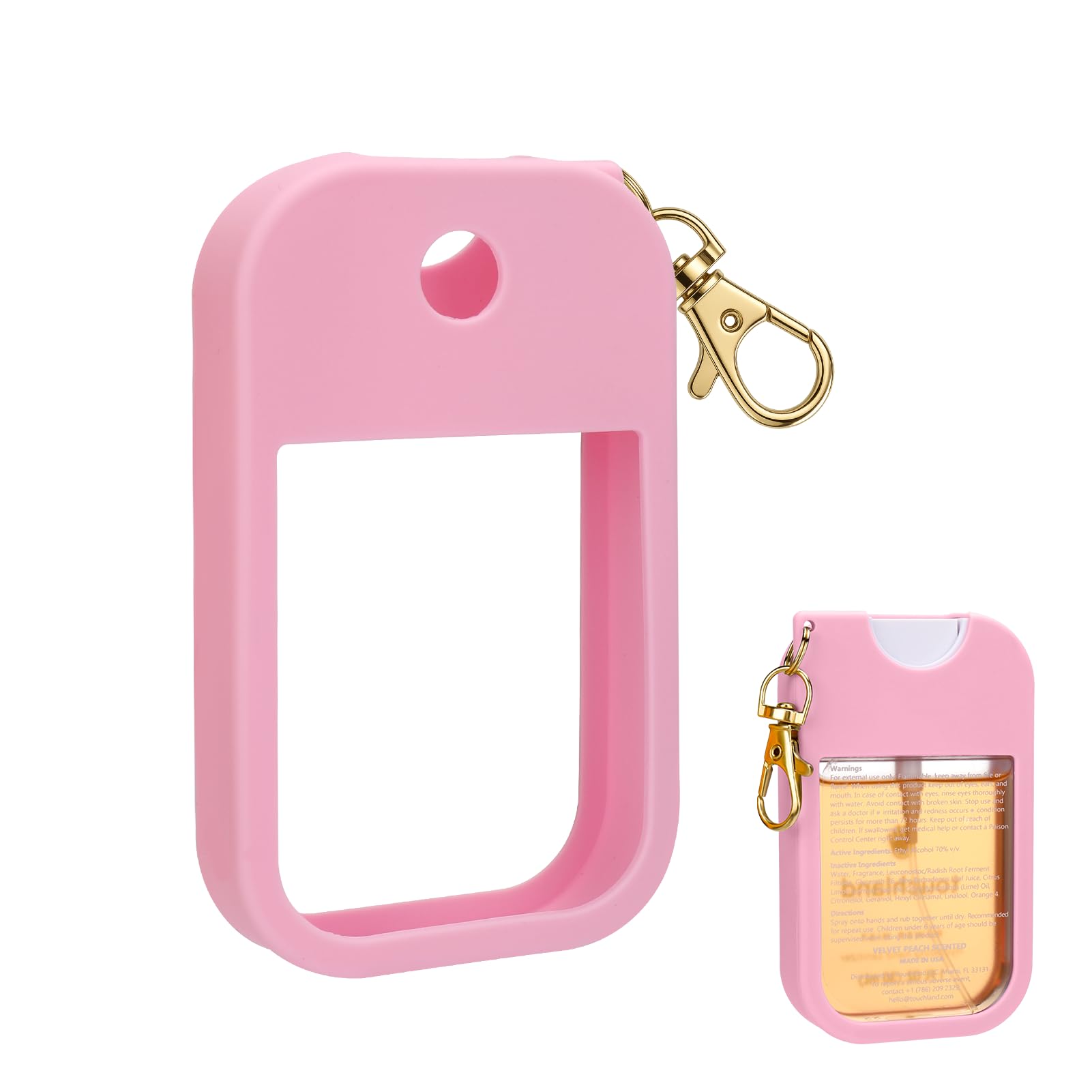 AIERSA Touchland spray case pink front view shows secure fit and style.